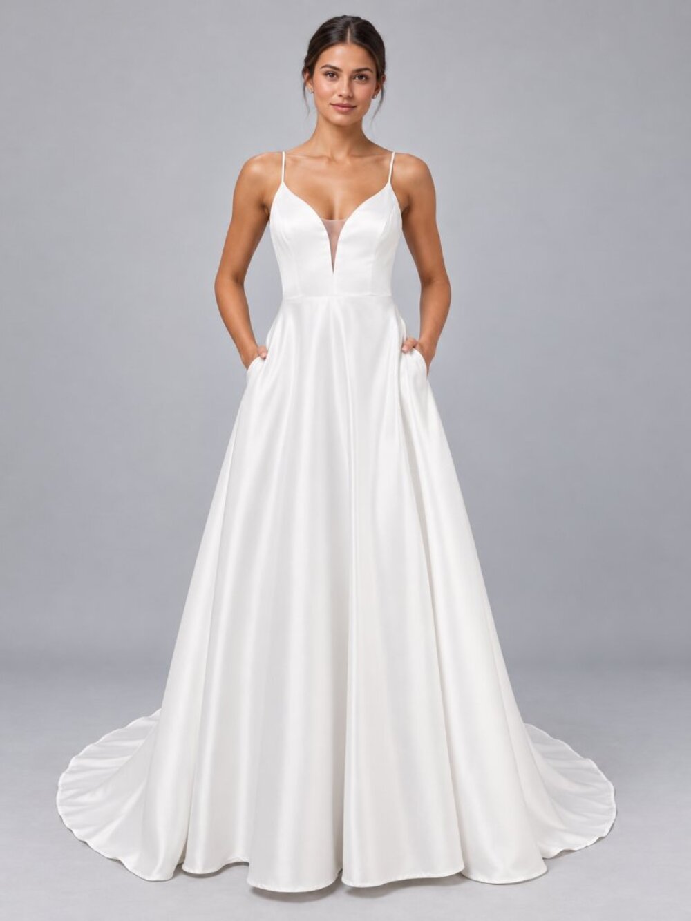 Exceptional Passion White Satin Cutout Maxi Dress With Pockets NWOT